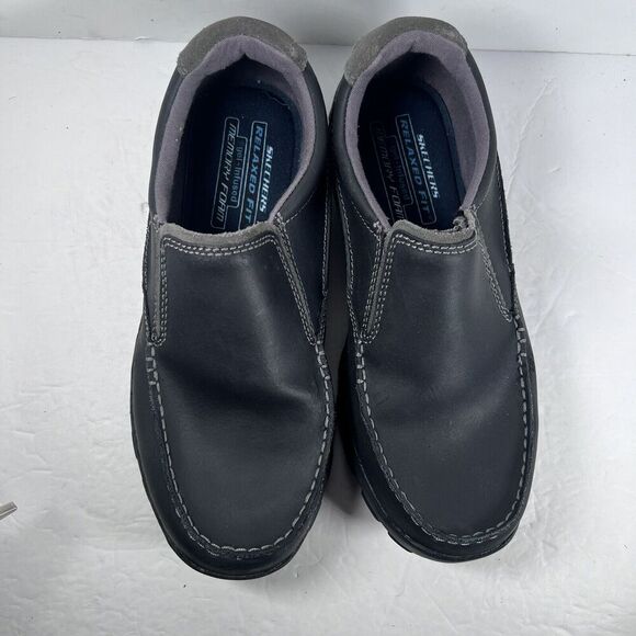 Skechers Braver Rayland Slip On Black Moc Toe Loafers Shoes Men's Size 7.5 - Picture 6 of 8